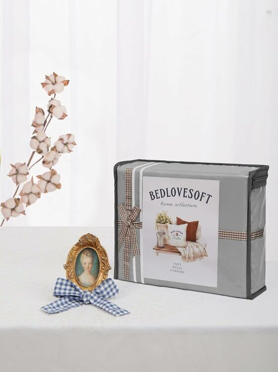 Queen Size 4 Piece Sheet Set Embroidery -Hotel Luxury Bed Linen for Women & Men - Deep Pockets, Easy-Fit, Soft & Wrinkle Free Sheets – Grey and White Stripe