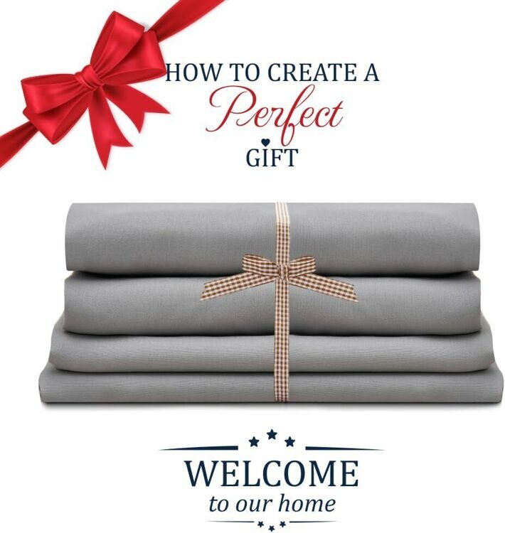 Queen Size 4 Piece Sheet Set Embroidery -Hotel Luxury Bed Linen for Women & Men - Deep Pockets, Easy-Fit, Soft & Wrinkle Free Sheets – Grey and White Stripe