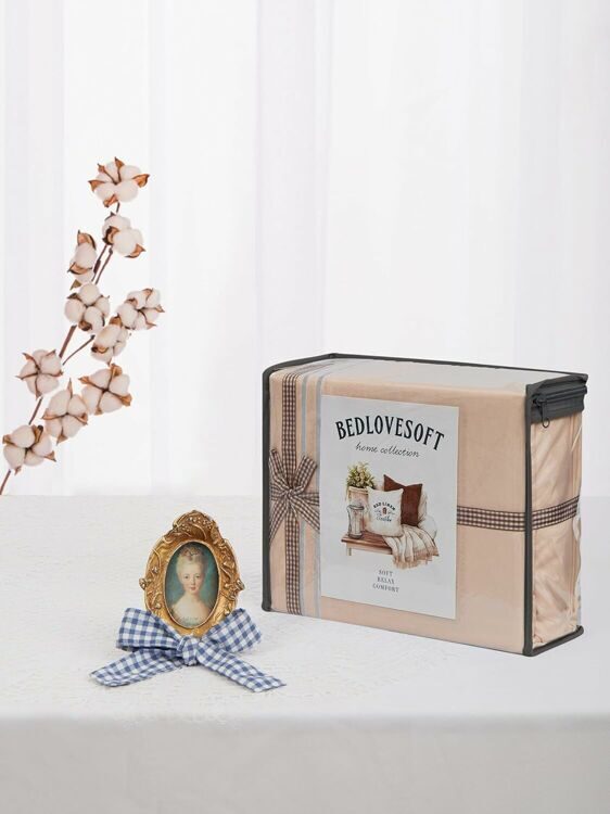 Queen Size 4 Piece Sheet Set Embroidery -Hotel Luxury Bed Linen for Women & Men - Deep Pockets, Easy-Fit, Soft & Wrinkle Free Sheets – Beige and White Stripe