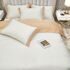 100% Cotton Double Bed Linen 5 Pcs Full Size | 4 Pillowcases Satin Duvet Cover Linen - Embroidery | Ultra Soft Breathable and Shrink Free - White, Beige Bedding, 1200 Thread