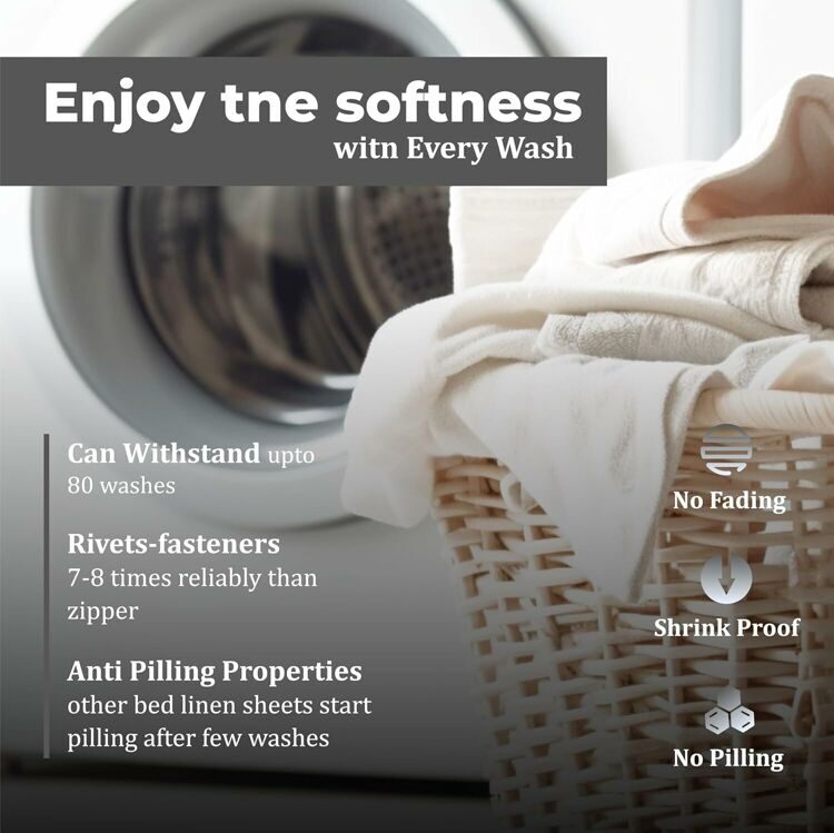 100% Cotton Double Bed Linen 5 Pcs Twin Size | 4 Pillowcases Satin Duvet Cover Linen - Embroidery | Ultra Soft Breathable and Shrink Free - Grey, White Bedding, 1200 Thread