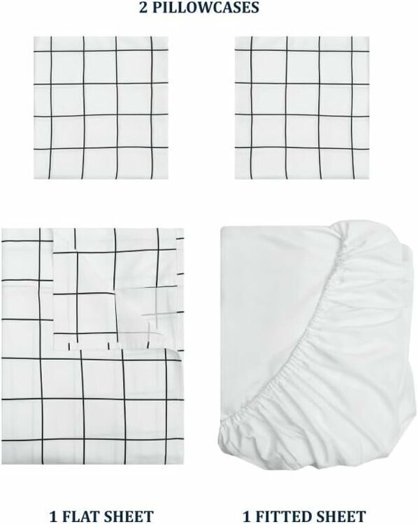 Queen Size 4 Piece Sheet Set Embroidery Hotel Luxury Bed Linen for Women & Men - Deep Pockets, Easy-Fit, Soft & Wrinkle Free Sheets – White Cell