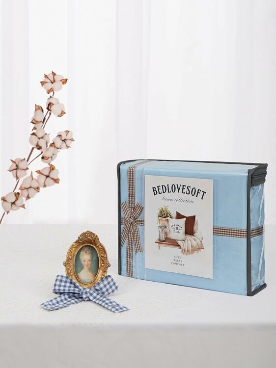 Full Size 4 Piece Sheet Set Embroidery -Hotel Luxury Bed Linen for Women & Men - Deep Pockets, Easy-Fit, Soft & Wrinkle Free Sheets – Blue and White Stripe