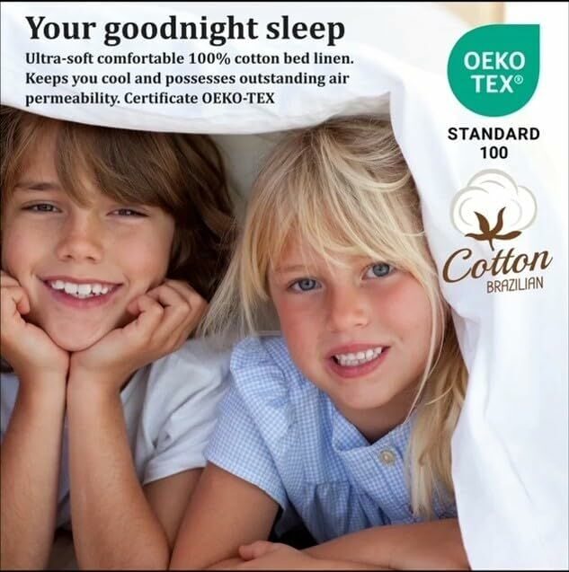 100% Cotton Double Bed Linen 5 Pcs Queen Size Bedding | 4 Pillowcases Satin Duvet Cover Linen - Embroidery | Ultra Soft Breathable and Shrink Free - White, Dark Blue Bedding, 1200 Thread